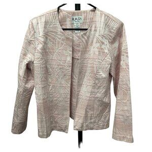 Kari New York Womens Pink Floral Blazer Jacket Size L